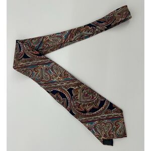 CHRISTIAN DIOR Monsieur Burgundy Multicolor Paisley Silk Necktie 57"L x 3.75"W